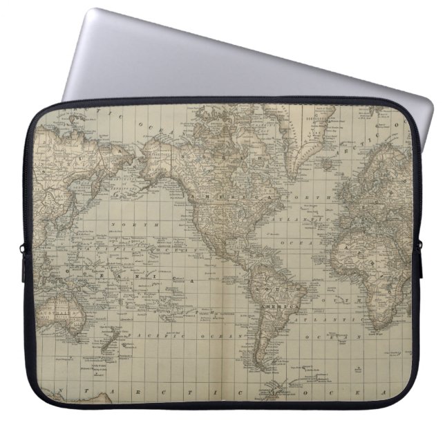 Laptop sleeve för vintagevärldskarta (Framsidan)