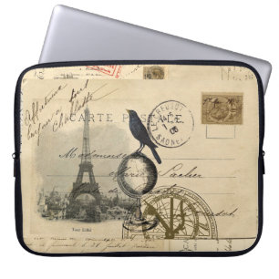 Laptop sleeve för vykort för Paris kråkajordklo