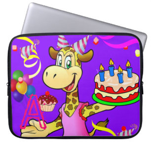 Laptop sleeve Giraffe Blommigt Chocolate Lila