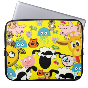 Laptop sleeve Giraffe, Gris, Hund, Kitten, får