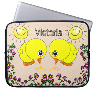 Laptop sleeve Gult Chick Sol Blommigt