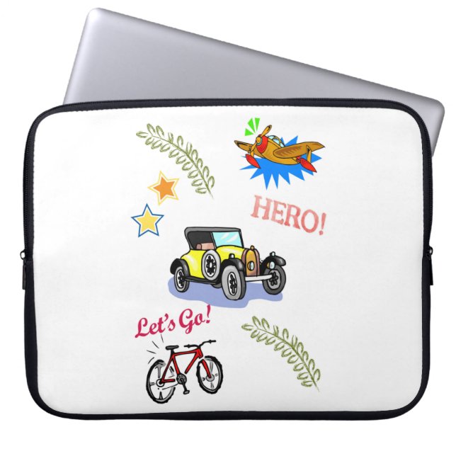 Laptop sleeve Hero Bicycle Airplan (Framsidan)