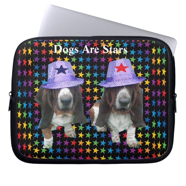 Laptop sleeve Hundar är stjärnor (Framsidan)