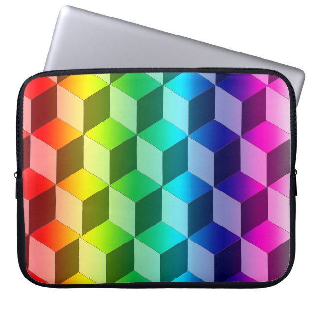 Laptop Sleeve - Illusion of Rainbow Blocks (Framsidan)