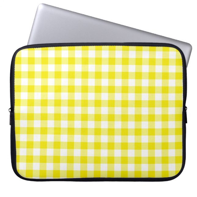 Laptop sleeve Lemon Gult Check Gingham (Framsidan)