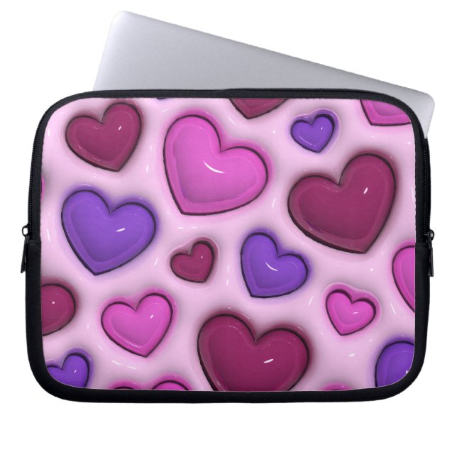 Laptop sleeve med 3D-glanshjärdar (Framsidan)