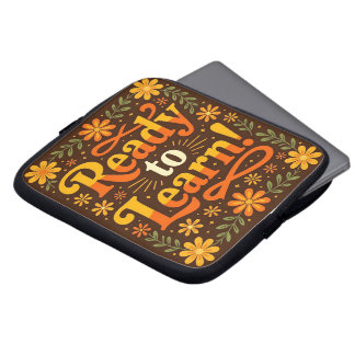 Laptop sleeve med Lettering och Blommor