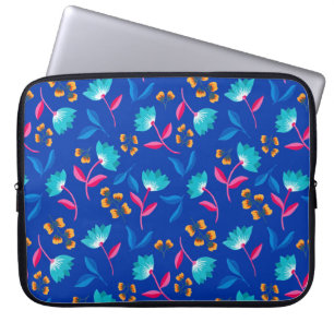Laptop sleeve med ljusblå Blommigt