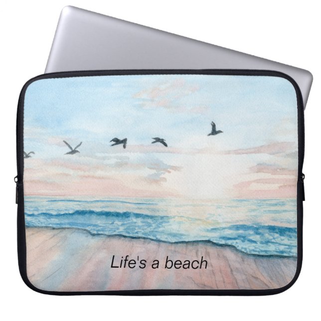 laptop sleeve med strandkonst (Framsidan)