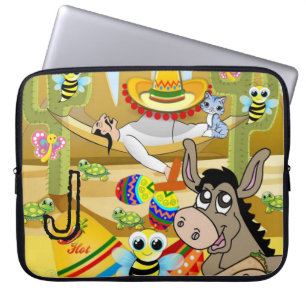 Laptop sleeve Mexican Man Donkey Bumblebee