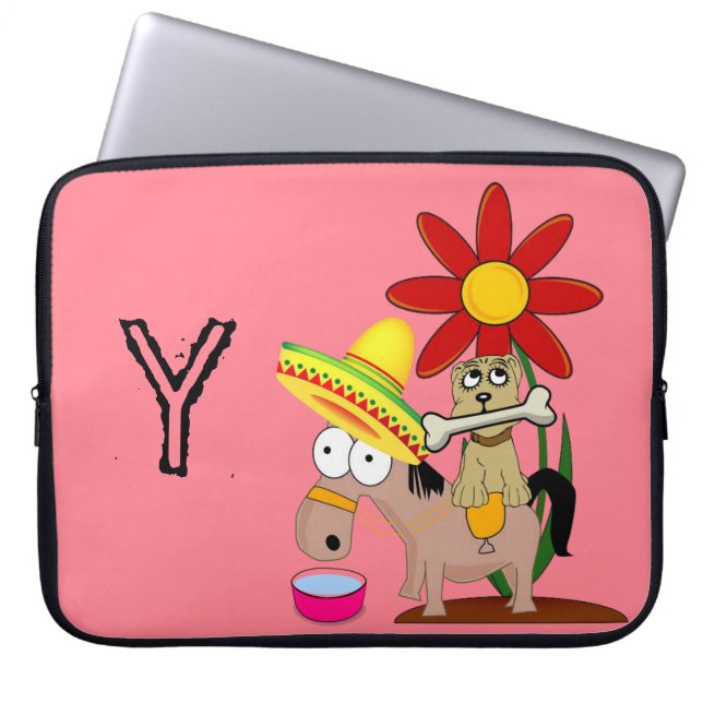 Laptop sleeve Mexikanska Hund Donkey Blommigt Somb (Framsidan)