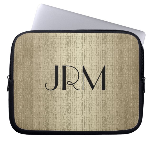 Laptop sleeve - Monogram med Linens bakgrund (Framsidan)