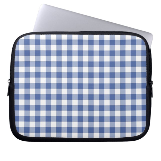 Laptop sleeve, Mörk blått och vit check Gingham Fodral (Framsidan)
