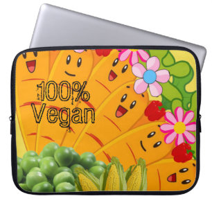 Laptop sleeve morötter ärter, 100 % Vegan