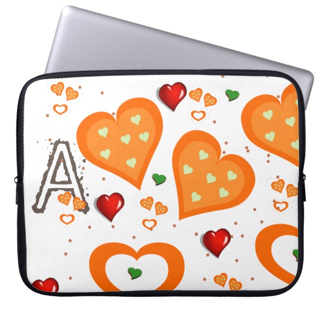 Laptop sleeve Orange Hearts (Framsidan)