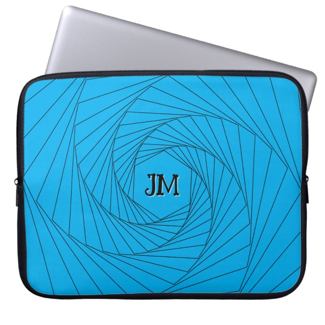Laptop sleeve - Perspektiv optisk Illusion Blue (Framsidan)