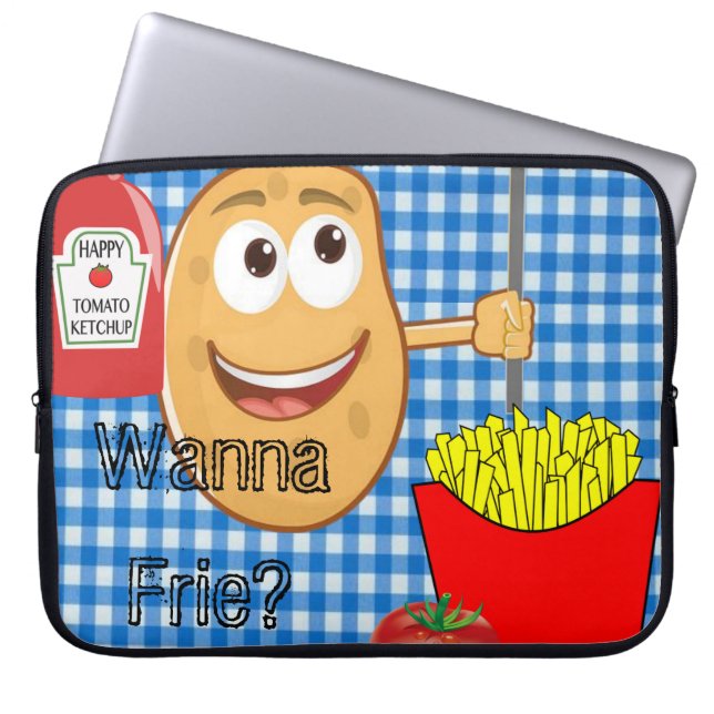 Laptop sleeve Potato, Fransk Fries, Ketchup (Framsidan)