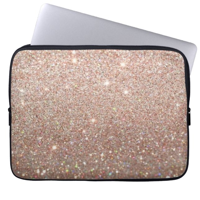 Laptop sleeve - rosa guld- glitter (Framsidan)