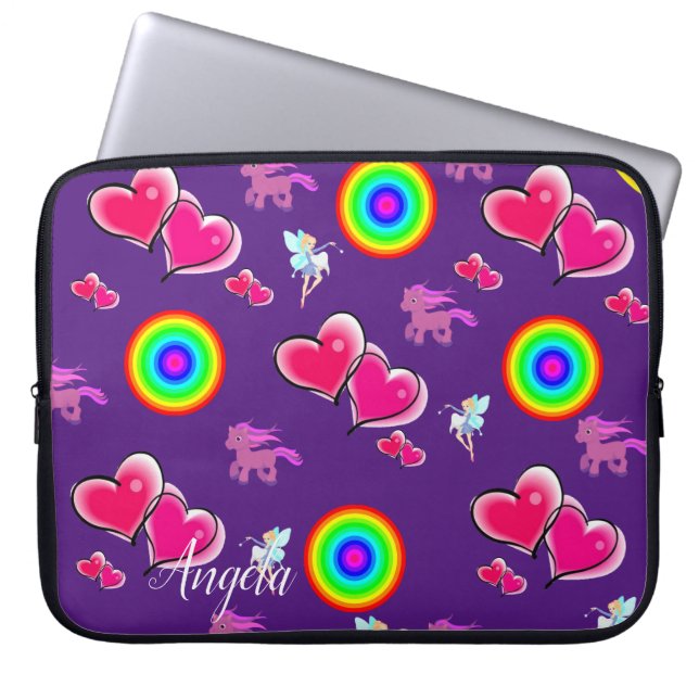Laptop sleeve Rosa Hearts (Framsidan)