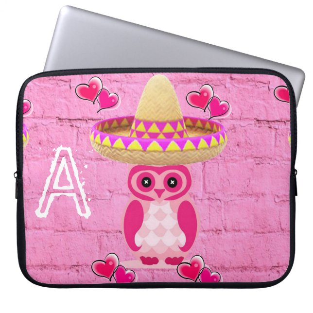 Laptop sleeve Rosa Uggla (Framsidan)