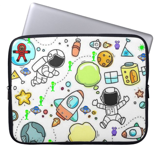 Laptop sleeve Spaceship Utomjordingars Astronaut (Framsidan)