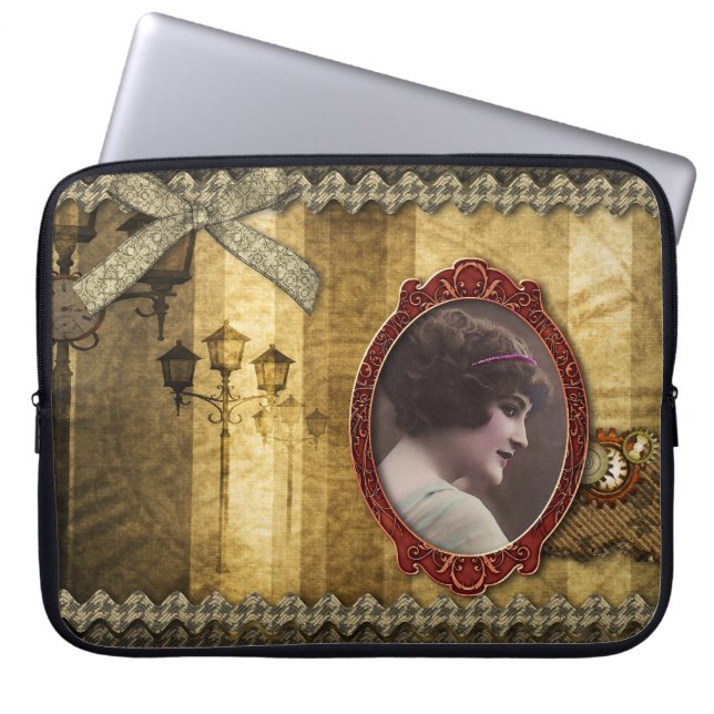 Laptop sleeve - Steampunk romantik, vid (Framsidan)