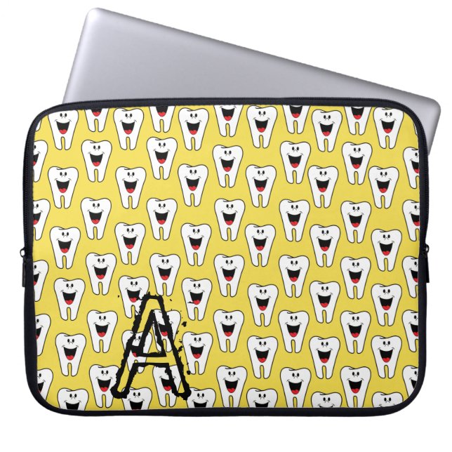 Laptop sleeve Teth Smile Gult (Framsidan)