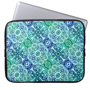 Laptop sleeve Tribal blue grönt