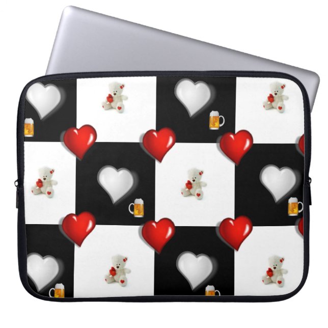 Laptop sleeve White Nalle Beer (Framsidan)