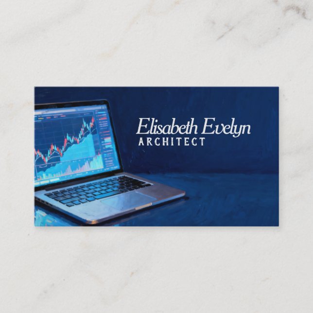 Laptop with Financial Charts g432 Visitkort (Framsida)