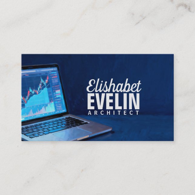 Laptop with Financial Charts g542 Visitkort (Framsida)