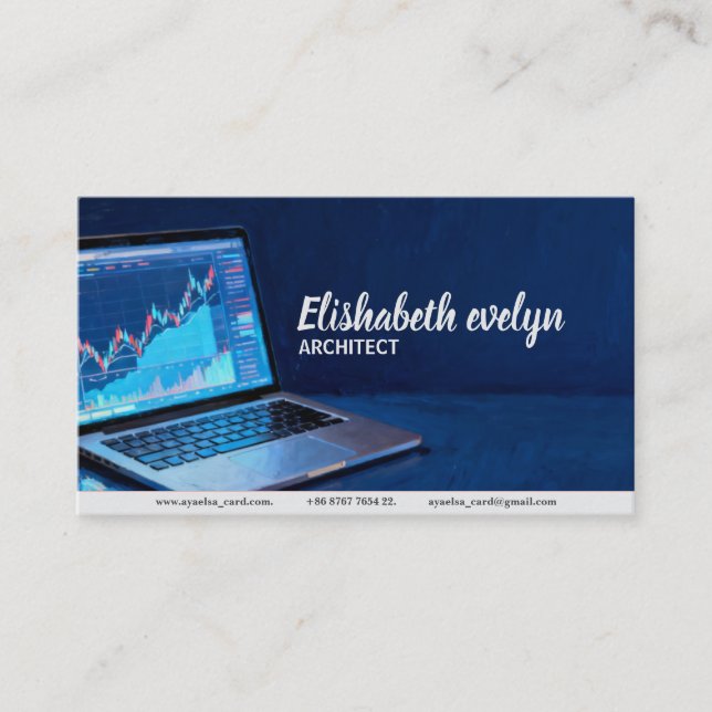 Laptop with Financial Charts h872 Visitkort (Framsida)