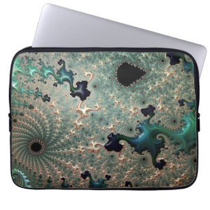 Laptops Cover från Emerald och Guld Mandelbrot Laptop Fodral