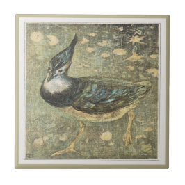 Lapwing Bird Dutch Victorian Art Kakelplatta