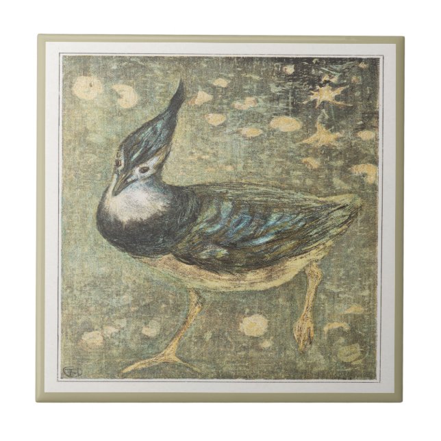 Lapwing Bird Dutch Victorian Art Kakelplatta (Framsidan)