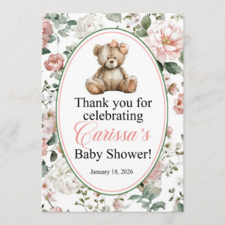 LAQUITA teddy bear Baby Shower sign for Carissa Inbjudningar
