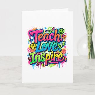 Lär. Älska. Inspirera. Graffiti Stil Kort Lärare
