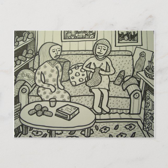 Lär att sticka bt Piliero Vykort (Framsida)