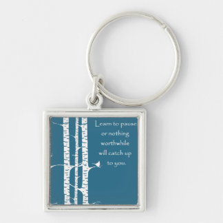 Lär att stoppa fyrkantig silverfärgad nyckelring