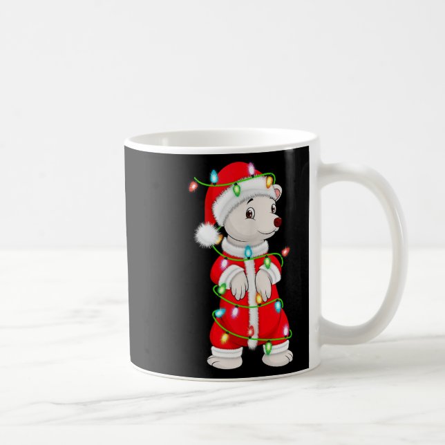 Lar Bear Christmas Lights Santa Costume Cute Anima Kaffemugg (Höger)