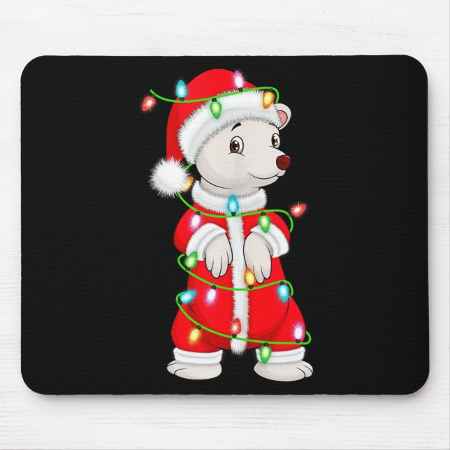 Lar Bear Christmas Lights Santa Costume Cute Anima Musmatta (Framsidan)