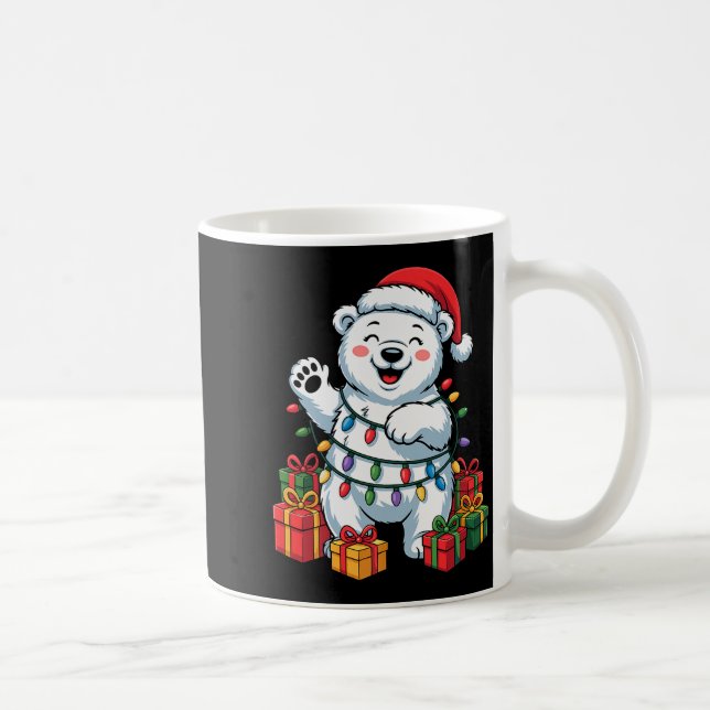 Lar Bear Santa Hat Animals Lovers Ugly Christmas P Kaffemugg (Höger)
