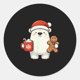 Lar Bear Santa Hatt Jul Holiday Xmas Kaffe C Runt Klistermärke