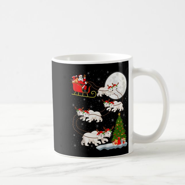 Lar Bear Santa Sleigh Flying Funny Magical Christm Kaffemugg (Höger)