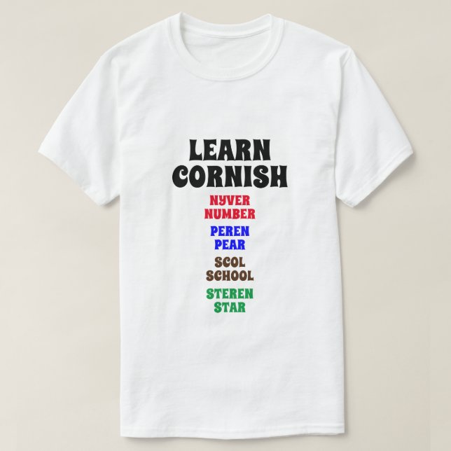 Lär Cornish - nummer, päron, skola, stjärna T Shirt (Design framsida)