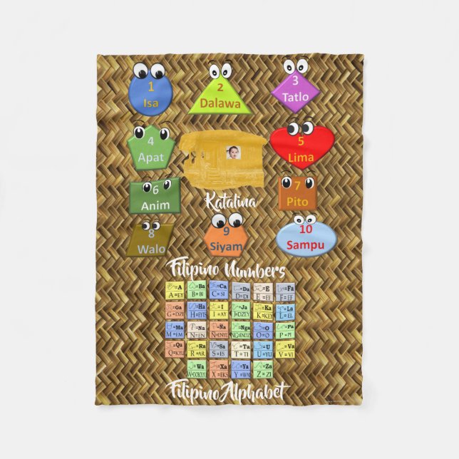 Lär det filippinska alfabetet och numrerar fleecefilt (Framsidan)
