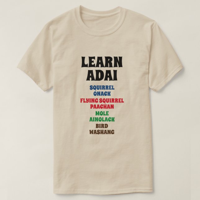 Lär dig Adai - ekorre, flygande ekorre, Mole, Bird T Shirt (Design framsida)