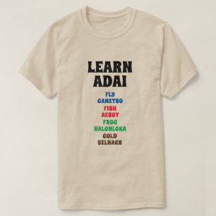 Lär dig Adai - Flyg, Fiskar, Frog, Guld T Shirt