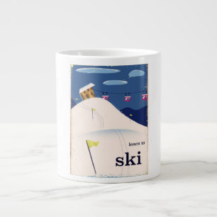 lär dig åka skidor vintage tecknad film. jumbo mugg