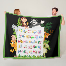 Lär dig Alphabet & Animals Education Blanket Fleecefilt